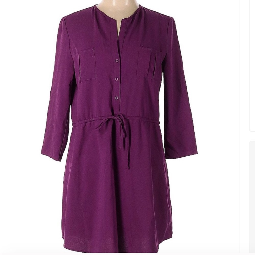 Jack by BB Dakota! Purple Button Down Tie Dress NWT!